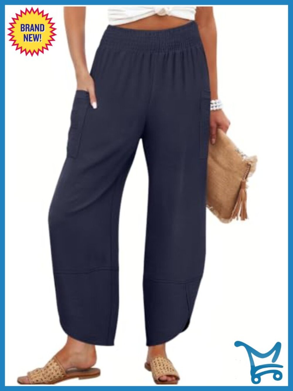 Wide Leg Palazzo Pants High Rise Pull-On 100% Polyester